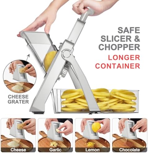 SupMaKin Safe Mandoline Slicer Plus, Adjustable Potaot slicer 1-8 mm