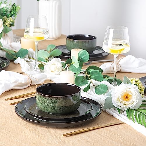 LERATIO Ceramic Dinner Plates Set of 6,10.5 Inch Reactive Glaze Plate Sets