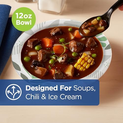 Dixie Ultra 12 oz Heavy-Weight Paper Bowls By GP PRO, Pathways Design, 500 Count (125 Disposable Bowls Per Pack, 4 Packs Per Case), SXB12WS