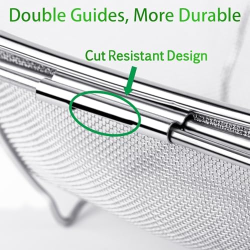 Tiawudi 6-Quart Large Over The Sink Colander, Heavy Duty 40% Thicker 18/8 Stainless Steel Fine Mesh Strainer Basket with Expandable Rubber Grip Handles - Strain, Drain, Rinse Fruits, Vegetables