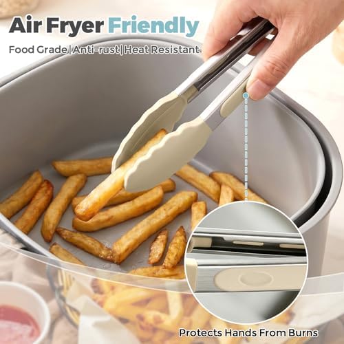 Small Cooking Tongs 7 inch Mini Serving Tongs with Silicone Tips