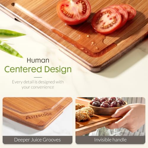 Astercook Large Bamboo Cutting Board for Kitchen