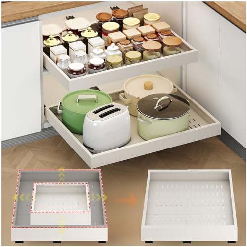 Fokyfok 2Pc Pull out Cabinet Organizer,14"-21"W,17"-24"D,Expandable
