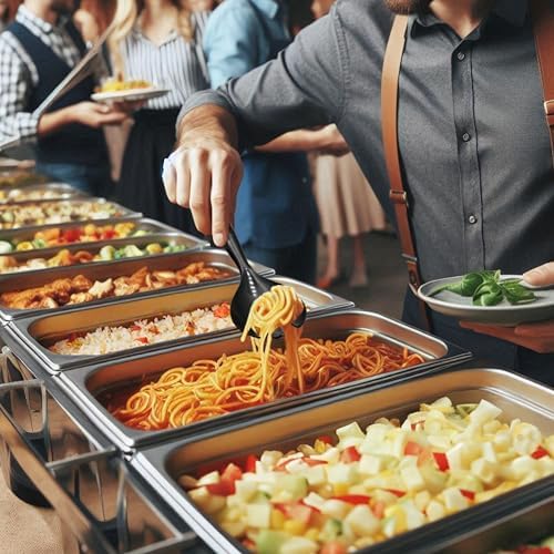 Party Essentials Disposable Heavy Duty Plastic Serving Utensils for Buffets Events Parties, 18-Count 10" Forks, Black