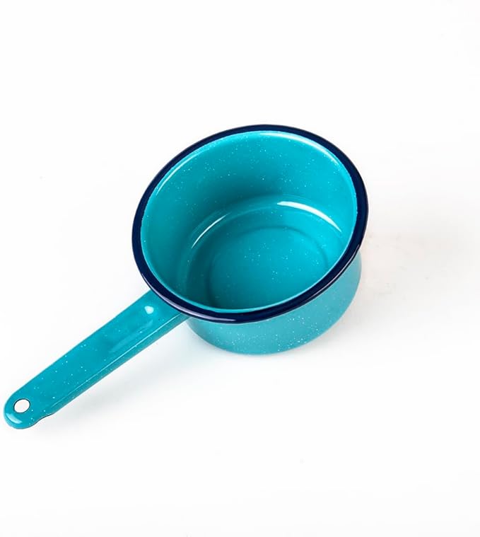CINSA 1-Quart Saucepan - Enamel on Steel Durable Non-Stick Cookware for Indoor & Outdoor Cooking - Dishwasher Safe, Non-Porous & Antibacterial Porcelain Finish (Turquoise Blue)