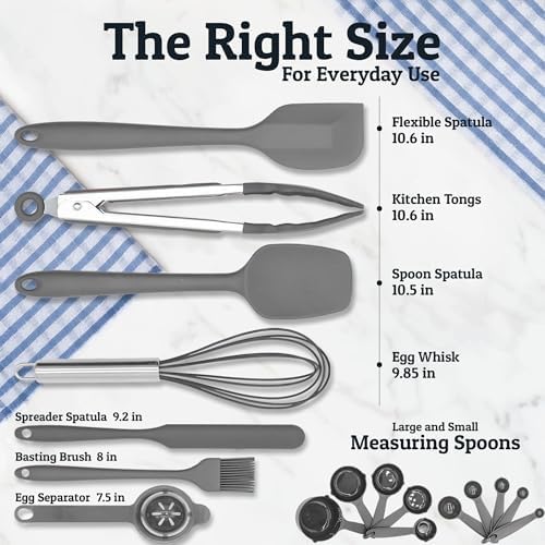 Priority Chef 6Pc Stainless Steel Mixing Bowls with Lids Set, Huge 7 Qrt Size Metal Bowl Set for Kitchen, 3 Graters, Non-Slip Bases & Silicone Utensils Set, Grey