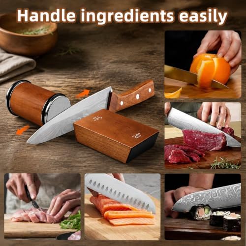 Rolling Knife Sharpener for Ultra Razor Sharp Edges Knife Sharpening Kit, Rolling Knife Sharpener Kit with Diamond and Stainless Steel Disc for Sharpening and Honing, 15°/20°