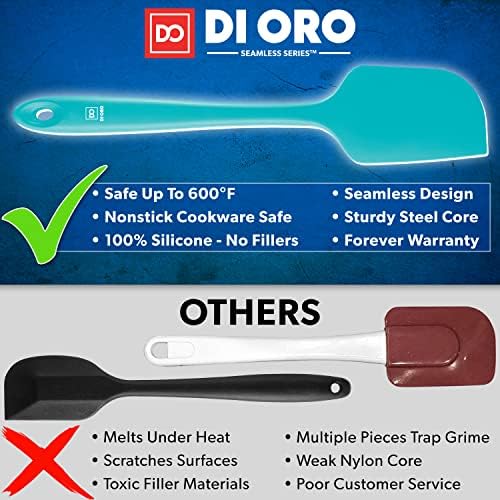 DI ORO Large Silicone Spatula - 600F Heat Resistant, Teal