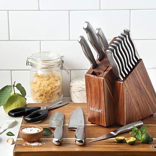 McCook Knife Set Sharp Kitchen Knife Block Set w Built-in Sharpener