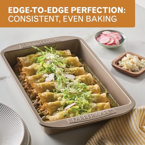Farberware Nonstick Rectangular Cake Pan, 9x13 Baking Pan, Mocha