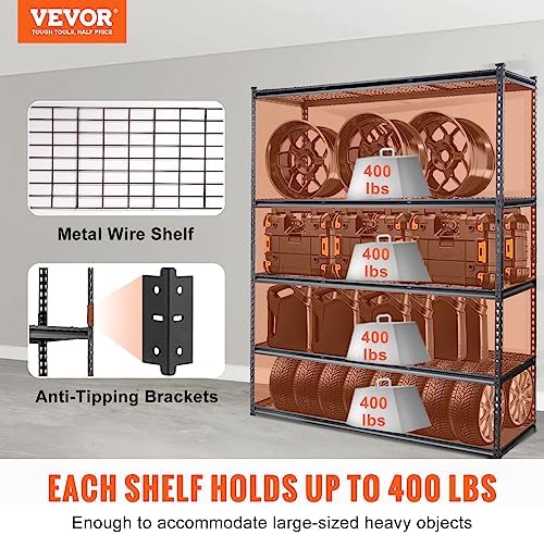 VEVOR Storage Shelving Unit 5-Tier Adjustable 2000 lbs Capacity 60"x24"x78"