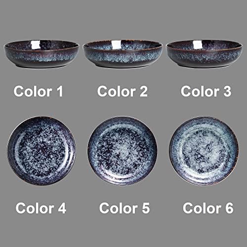 30oz Ceramic bowls set of 4-8" serving bowls for Kitchen,Pasta,Salad-Dishwasher & Microwave Safe Perfect for Housewarming, Thanksgiving, Christmas-Speckled Bluish Purple