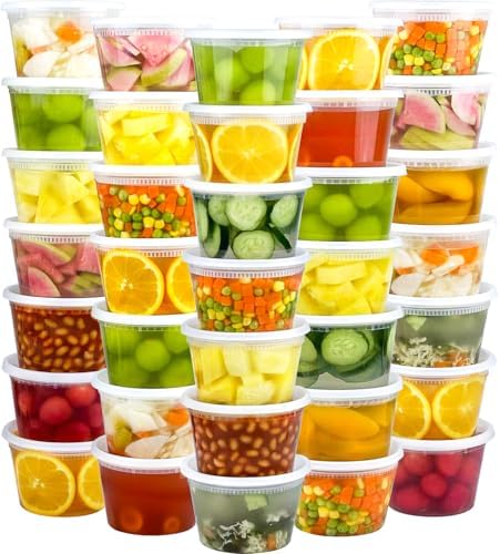 Dipoo 60 Sets (120-Piece) Deli Containers with Lids 16 oz