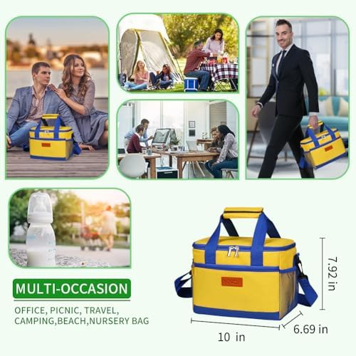iknoe Insulated Lunch Bag, Foldable 8.5L Cooler Bag for Men & Women, Lunch Box
