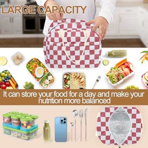 Cotton Quilted Insulated Lunch Bag, Reusable Quilted Floral Lunch Tote Bags