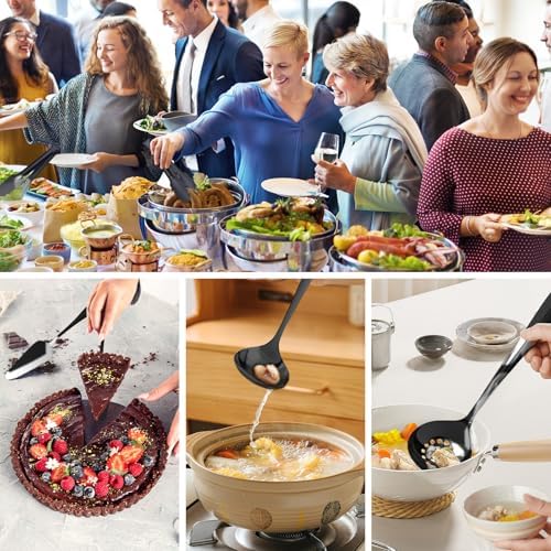 17PCS Serving Spoons and Utensils Set, Stainless Steel Serveware Black