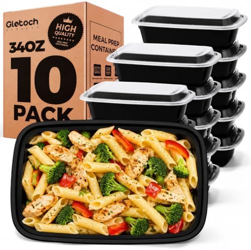 Glotoch Meal Prep Containers with Lids, 34 oz, 10 Pack (20-Piece)
