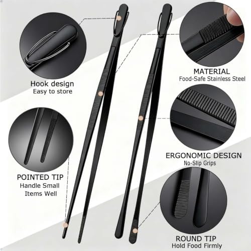 Kitchen Tongs Stainless Steel Metal Tweezers Tongs for Cooking BBQ & Daily
