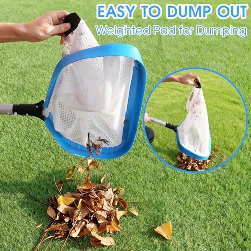 TidyMister New Diamond Netting Double-Layer Pool Net 18'' Heavy Duty Leaf Rake Pool Skimmer Net for Above Ground & Inground Pools Cleaning