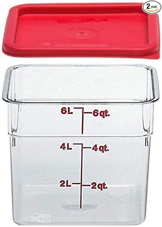 Cambro 6SFSCW135 Camsquare Food Container, 6-Quart, Polycarbonate, Clear, NSF with Lid
