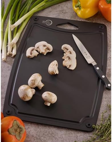 Mercer Culinary Composite Cutting Board-14 1/2" X 11", with Non Slip Feet and Juice Groove, Black