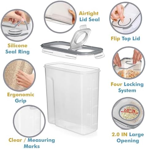 Shazo 2 PC (2.5L / 15.4Oz) Airtight Cereal Containers for Pantary with Lids