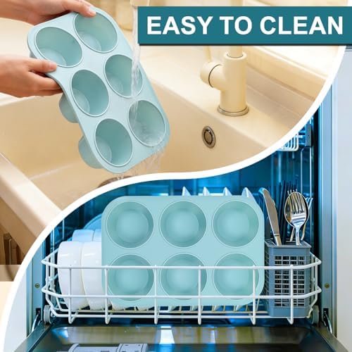 CAKETIME Jumbo Muffin Pan, 6 Cup Silicone 3.5 Inch Large Muffin Tin for Baking Giant Homemade Muffins, Cupcakes, Frittatas Non Stick