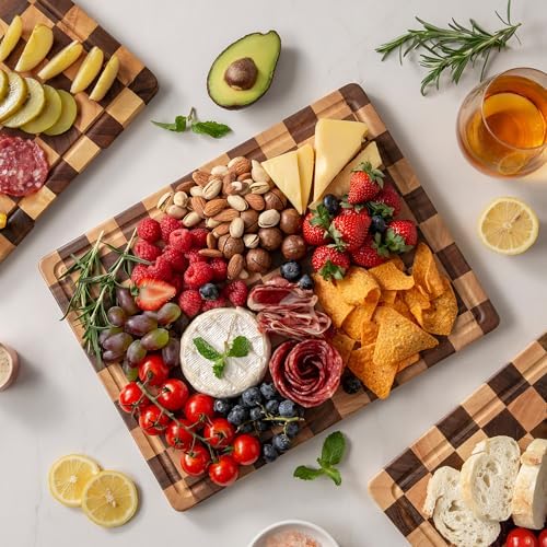 Checkered Cutting Board Set, Walnut Wood Cutting Boards for Kitchen