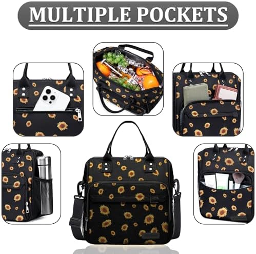 TuErCao Sunflower Lunch Box for Women, Adult Insulated Lunch Bag for Work for Teacher Nurse Mom, Ladies Lunch Tote Bag, Loncheras para Mujer de Trabajo