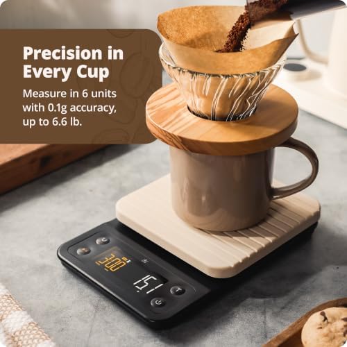 Greater Goods Coffee Scale with Timer, 0.1g Precision for Espresso & Matcha