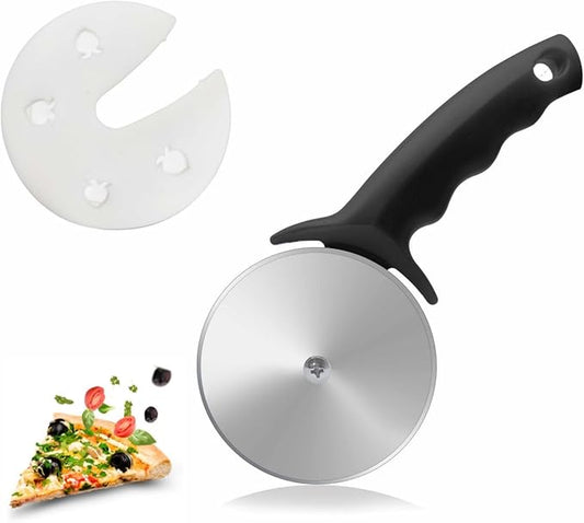 3" Pizza Cutter Wheel, Stainless Steel Pizza Cutter with Cover, Super Sharp Pizza Slicer-Dishwasher safe,Smooth Rotating Pizza Wheel Safe with Ergonomic Handle-Black