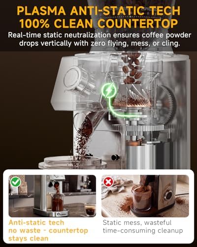 IAGREEA Coffee Grinder for Home Use, Conical Burr Espresso Grinder 48 Grind