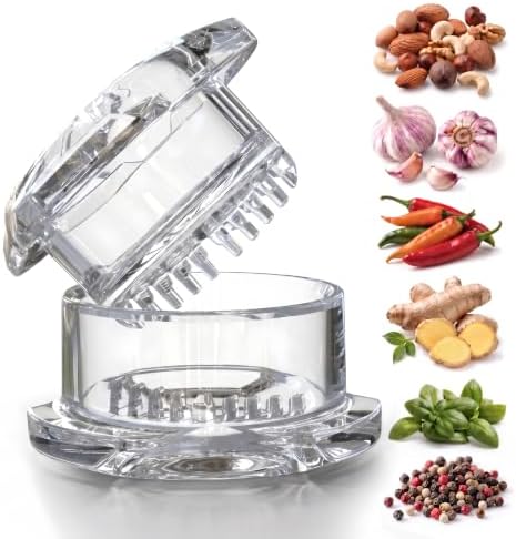 NexTrend Garlic Twister 4th Gen, clear manual garlic mincer for ginger, herbs and nuts