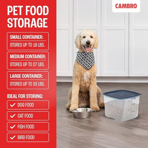 Cambro FreshPro 12 Quart (QT) Food Storage Container with Lid (Restaurant Grade) - for Food Prep, Commercial Kitchen, Pet and Dog Food Container (Translucent)