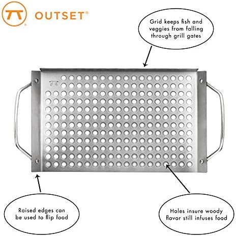 Outset Stainless Steel Grill Topper Grid, Set of 2, 11"x7" & 11"x17" Trays