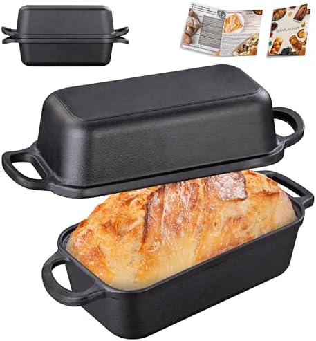 GRMImosa Cast Iron Loaf Pan with Lid, 9x5 Inch Sourdough Baking Pan
