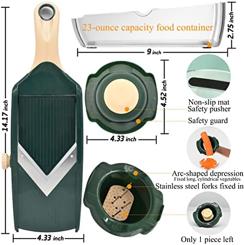 NACOLUS Adjustable Mandoline Slicer for Kitchen - Ultra Sharp V-Blade with Container, Julienning Slicer for Potatoes, Apples, Onions, Tomatoes