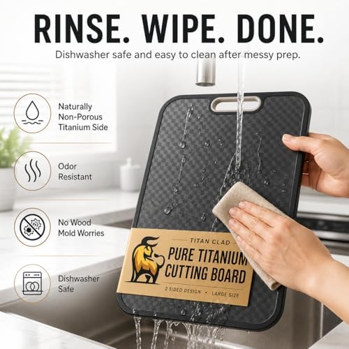 Titanium Cutting Board for Kitchen, Cutting Board Double Sided Food Grade, Pure Titanium and Wheat Straw PP, Scratch Resistant, Non Toxic Chopping Board, Dishwasher Safe, Easy to Clean Large Size