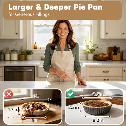 2 Pack 9.5 Inch Pie Pan with Removable Bottom for Baking Deep Quiche Dish