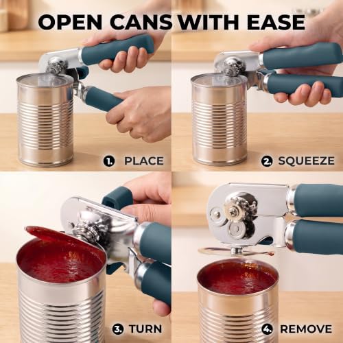 Zulay Kitchen Stainless Steel Swing Open Manual Can Opener Comfortable Grip