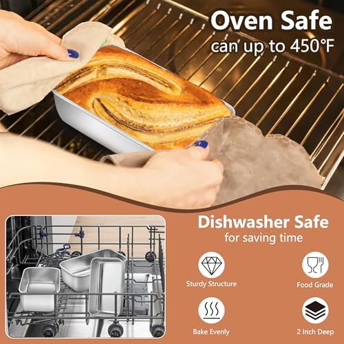 LIANYU 6.3 x 3.5 In Stainless Steel Mini Loaf Pans for Baking Bread, 20 PCS