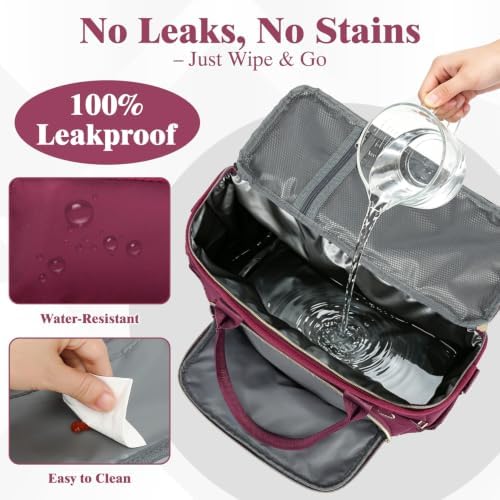 GYEUKHAM Insulated Lunch Bag for Women Men,Extra Large Lunch Box, Leakproof Reusable Cooler Tote for Adult, Everyday Soft Lunch Tote Bag for Work College Picnic Travel,Purple