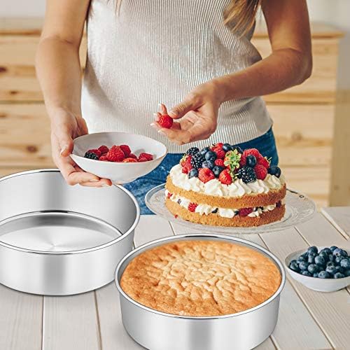 P&P CHEF 8 Inch Cake Pans Set, 2Pcs Stainless Steel Round Baking Pan