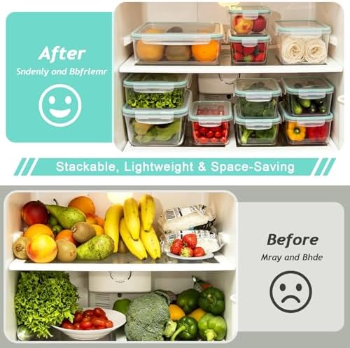 8 Pack Glass Food Storage Containers with Lids(Green)
