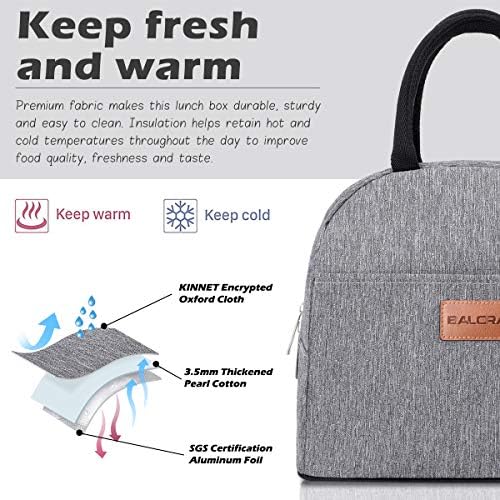 BALORAY Lunch Bag for Women Men Adult Lunch Box (Grey), M