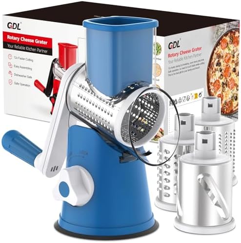 GDL Cheese Grater Hand Crank, Rotary Cheese shredder, Vegetable Slicer