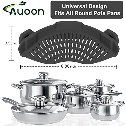 AUOON Clip On Pot Strainer Silicone, Standard 8.86 x 3.55in, Gray