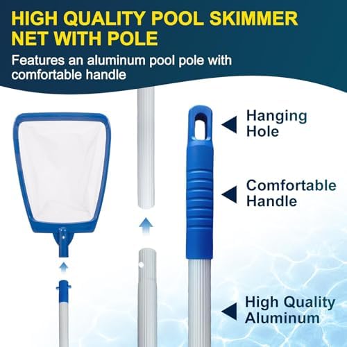 POOLAZA Hot Tub Pool Skimmer Net with 35" Aluminum Handle, Ultra Fine Mesh