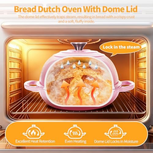 6QT Enameled Cast Iron Pink Dutch Oven For Sourdough Bread Baking