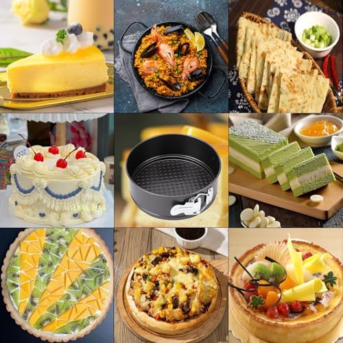 Springform Pan, Nonstick Cake Pan, Round cheesecake pan with leak-proof non-stick bottom removable bakeware.Cheesecakes, Pizzas and Quiches. (4+5+6 Inches)